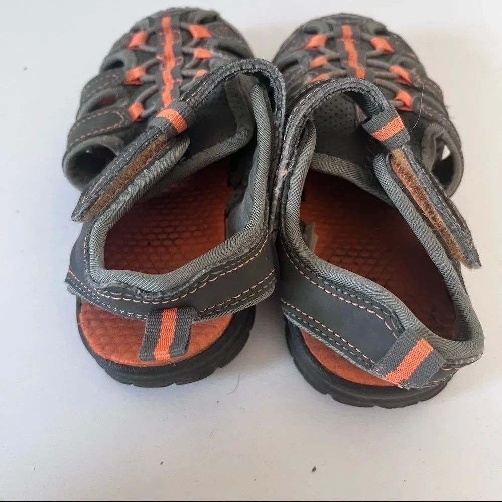 Boys Closed Toe Outdoor Hiking Adjustable Sandals Grey Orange 11